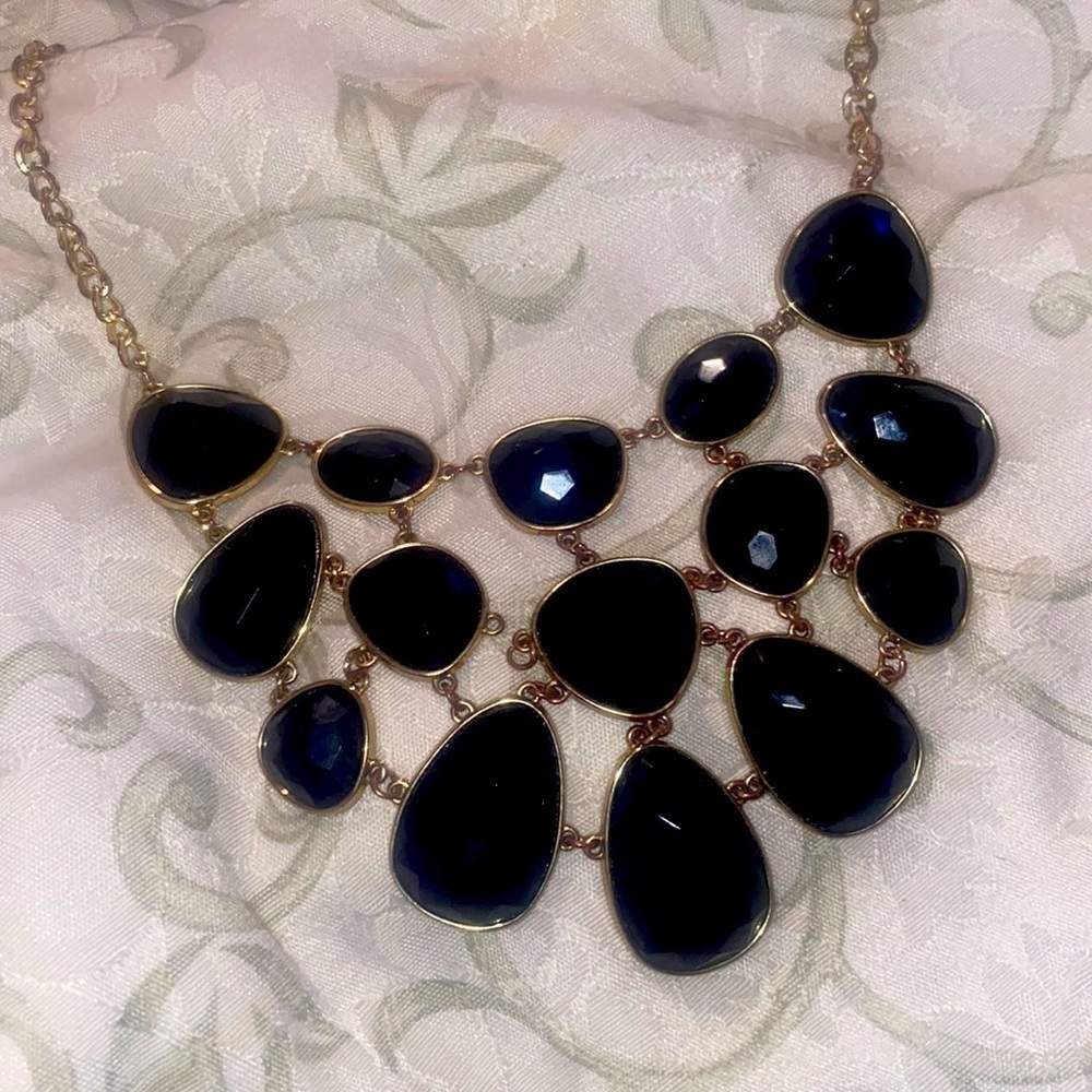 Charter Club Black and Gold Tone Bib Collar Necklace